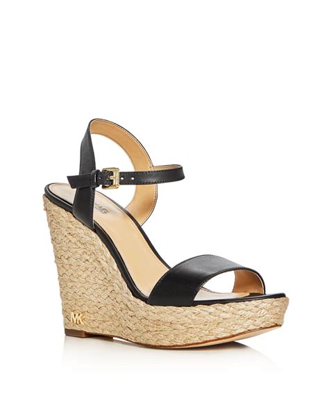 michael michael kors jill leather wedge|Michael Kors black wedges women.